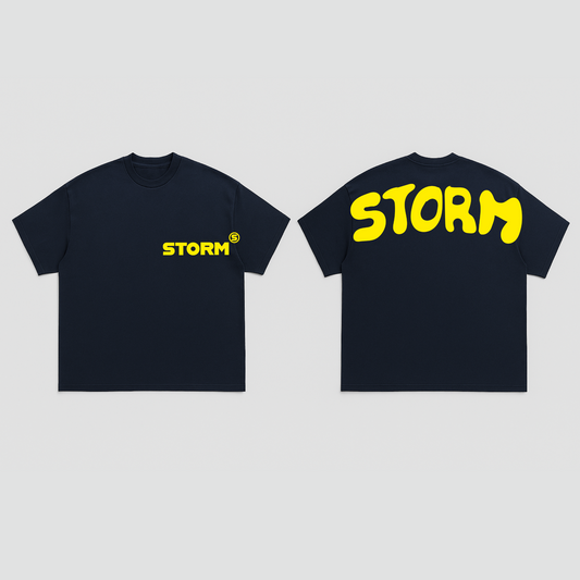 Yellow Storm Ovesized Dark Blue T-shirt